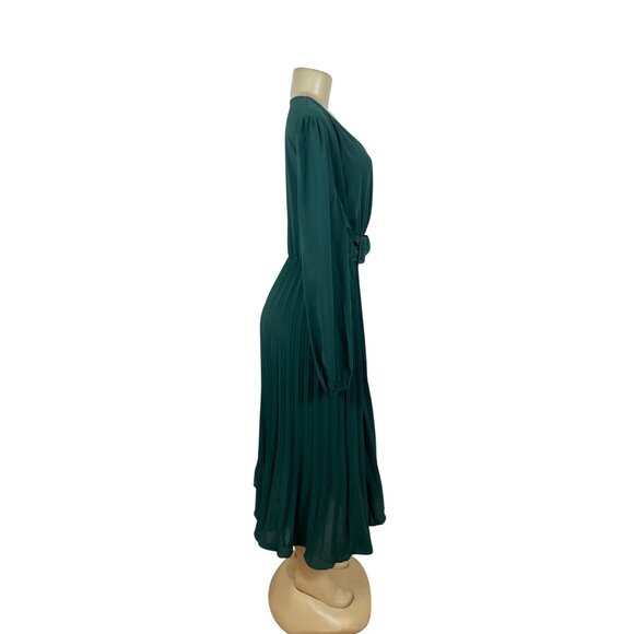 S-Deer Women’s Teal Pleated Maxi Blousson Dress with Long Sleeves Size XXL - Picture 2 of 7